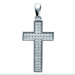 Pendentif religieux croix pavage plat  en Argent 925 /1000