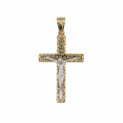 Pendentif religieux croix ajourée avec Christ  en Or 750 / 1000 (18K)