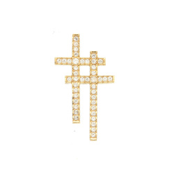 Pendentif religieux double croix sertie  en Or 750 / 1000 (18K)