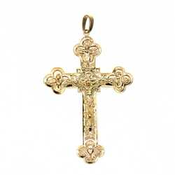 Pendentif religieux croix avec Christ bicolore creuse  en Or 750 / 1000 (18K)