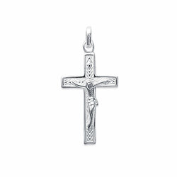 Pendentif religieux croix gravée avec le christ  en Argent 925 /1000